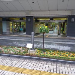 福岡市役所正面玄関前、terasu花壇に協賛